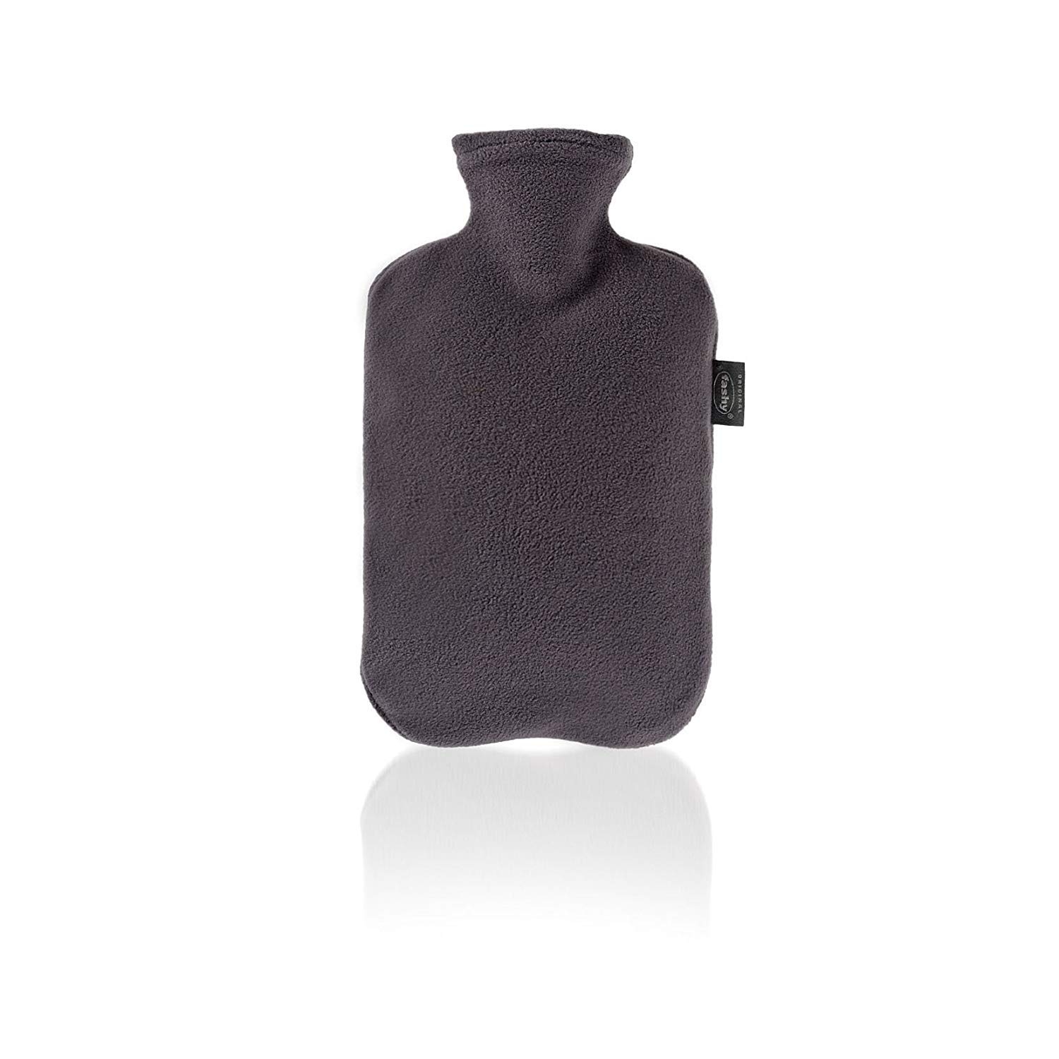 FashyHot Water Bottle with Fleece Cover, Charcoal, 2 L