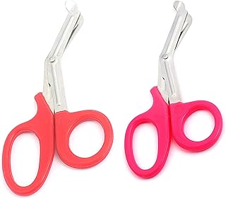 2 PCS (Pink & RED) Paramedic Utility Bandage Trauma EMT EMS Shears Scissors 7.25 INCH Stainless Steel (PC Brand)
