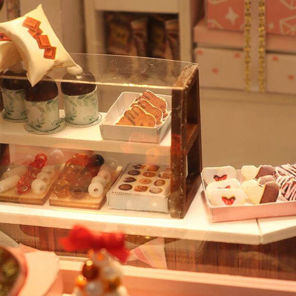 LANRU kit fai da te per adulti,Mini casa delle bambole in miniatura kit fai-da-te con luci a led e mobili per set regalo
