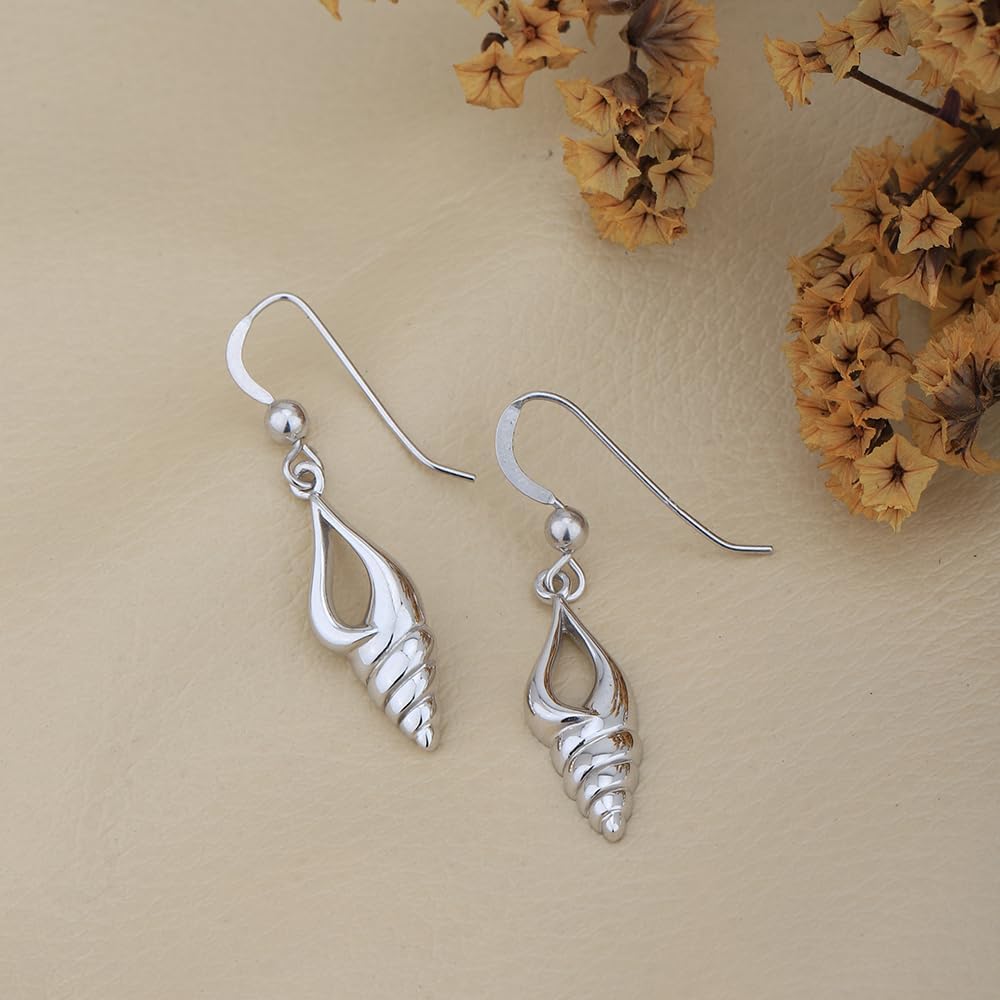 Vanbelle Sterling Silver Jewelry 925 Stamp - Sea Shell Earrings with Rhodium Plating for Women-LIght-weighted and Handcrafted