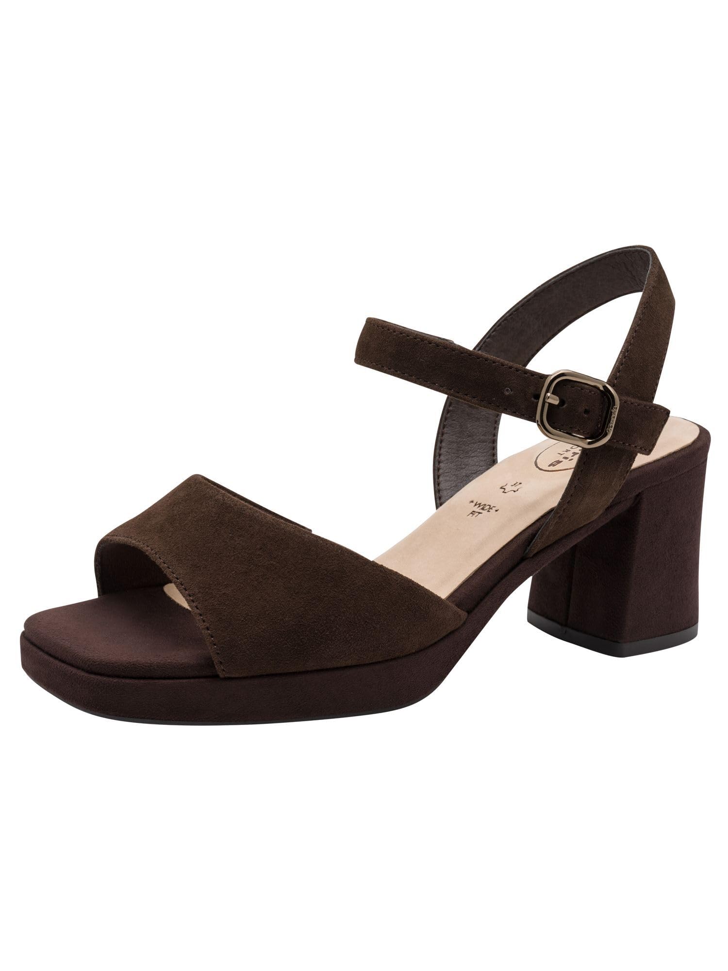Tamaris Damen Wide Fit Damen Sandalen mit Absatz aus Leder mit verstellbarem Riemen