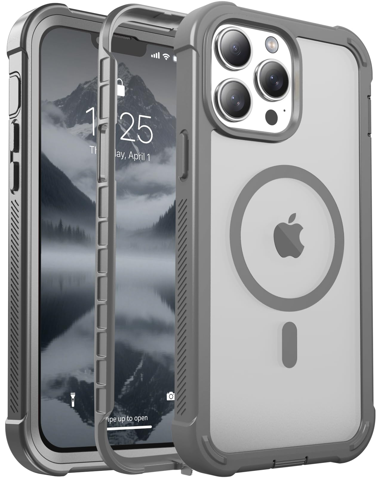 jaroco Magnetic for iPhone 13 Pro Max Case Heavy Duty Protection Gray