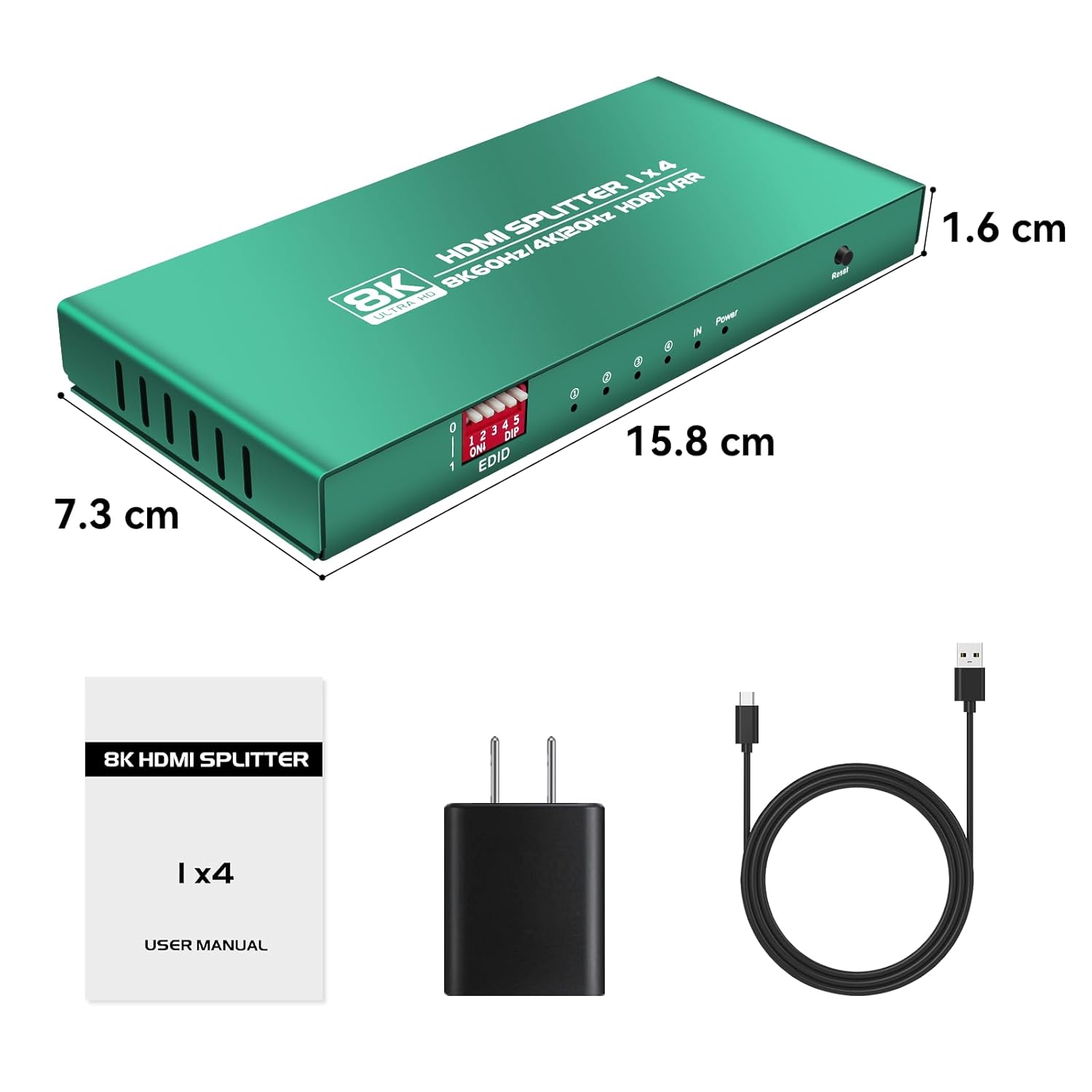 8K HDMI Splitter 1 in 4 Out 4k 120hz hue sync Box 1x4 hdmi Splitter 4k 120hz 4 Way hdmi Splitter hdmi 4 Way Splitter 1 in 4 Out 8k hdmi duplicator 1 in 4 Out