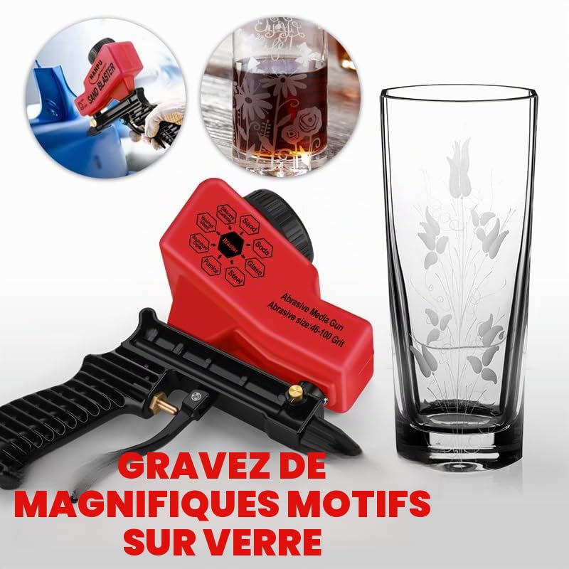 NANPU Kit de pistolet à sable léger avec alimentation par gravité, buse en céramique, corps en métal, pour la préparation de la surface de petits projets, l'élimination de la peinture et de la rouille