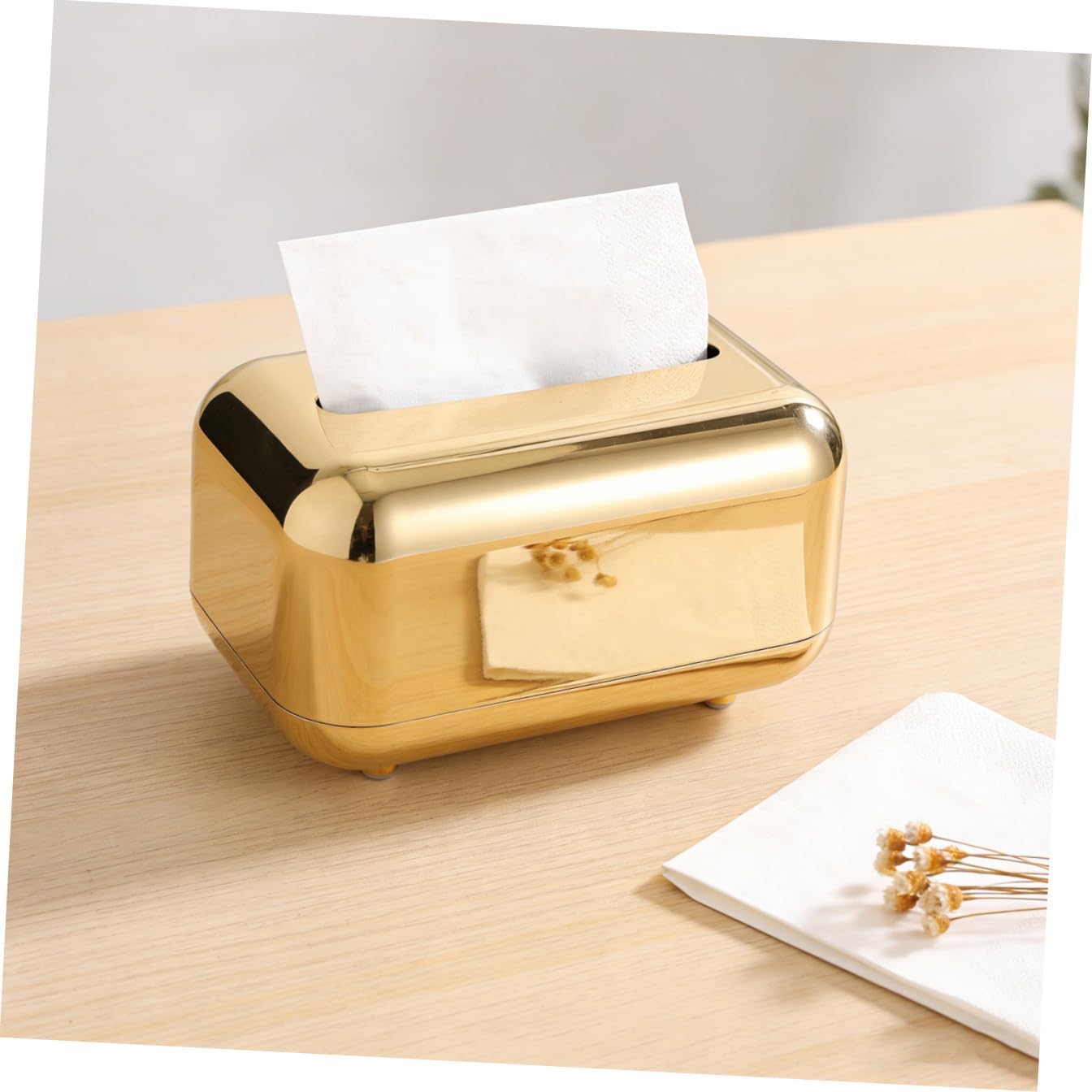 Mirror Surface Tissue Holder Stylish Gold Tissue Container for Home Office Bathroom Decor Creative Design for Clean and Tidy Space