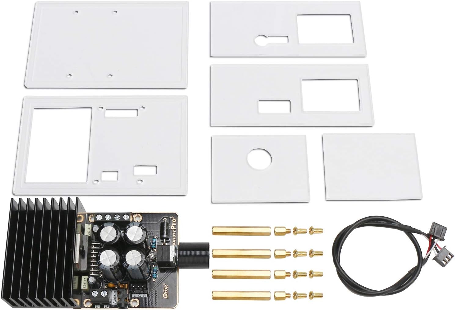 Best Cyber Monday 🔥 Power Amplifier Module, DROK 30W+30W Class AB Digital Audio Stereo Amp Board, DC 12V Dual Channel 2.0 TDA7377 Immersion Gold Car Speaker Amplify Chip with Case and Shielded Cable for Sound System DIY