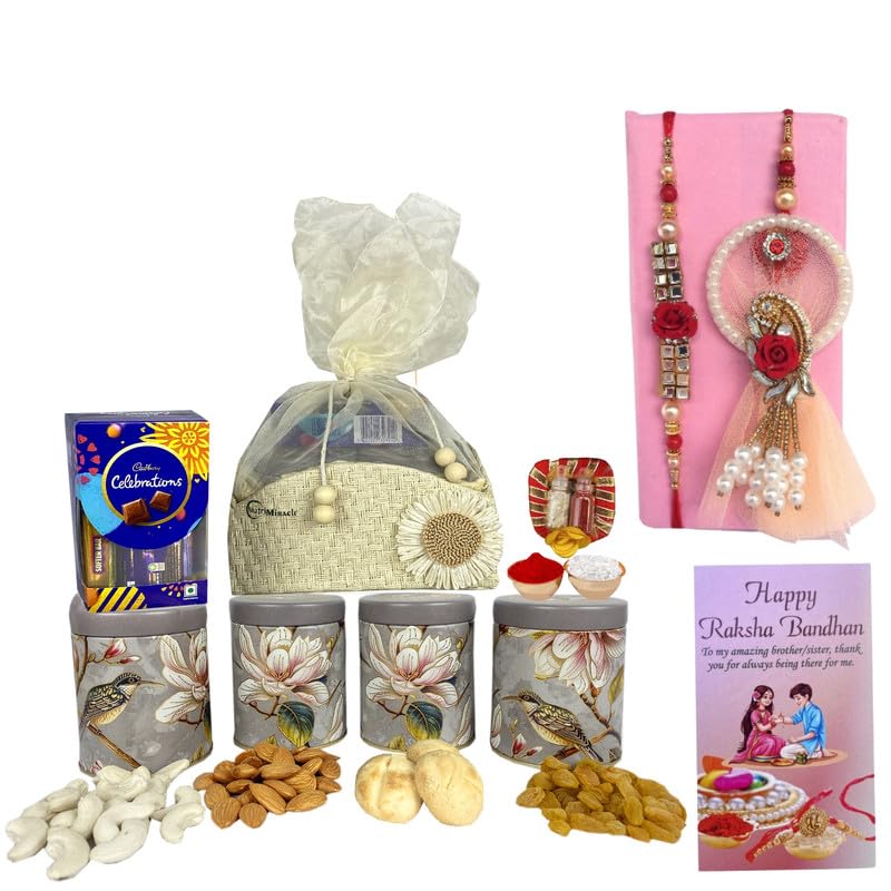 Image of NUTRI MIRACLE Rakhi Chocolate and Nut for Family Celebration | Corporate Employee Recognition Box with Dried Fruit Medley