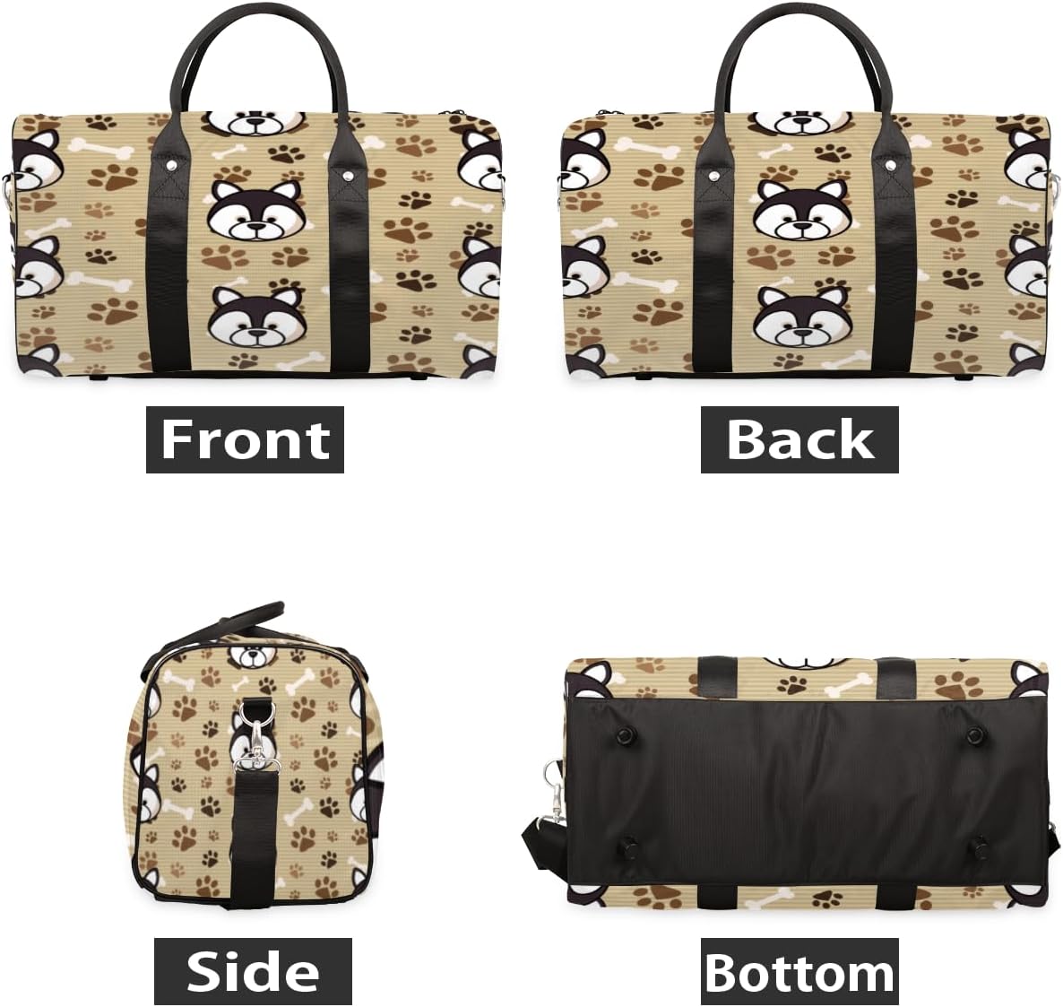 Dogs Bones Paws Travel Duffel Bag for Women Men Large Capacity Overnight Weekender Bags for Lightweight Waterproof Sport Gym Bag for Workout Yoga Swim