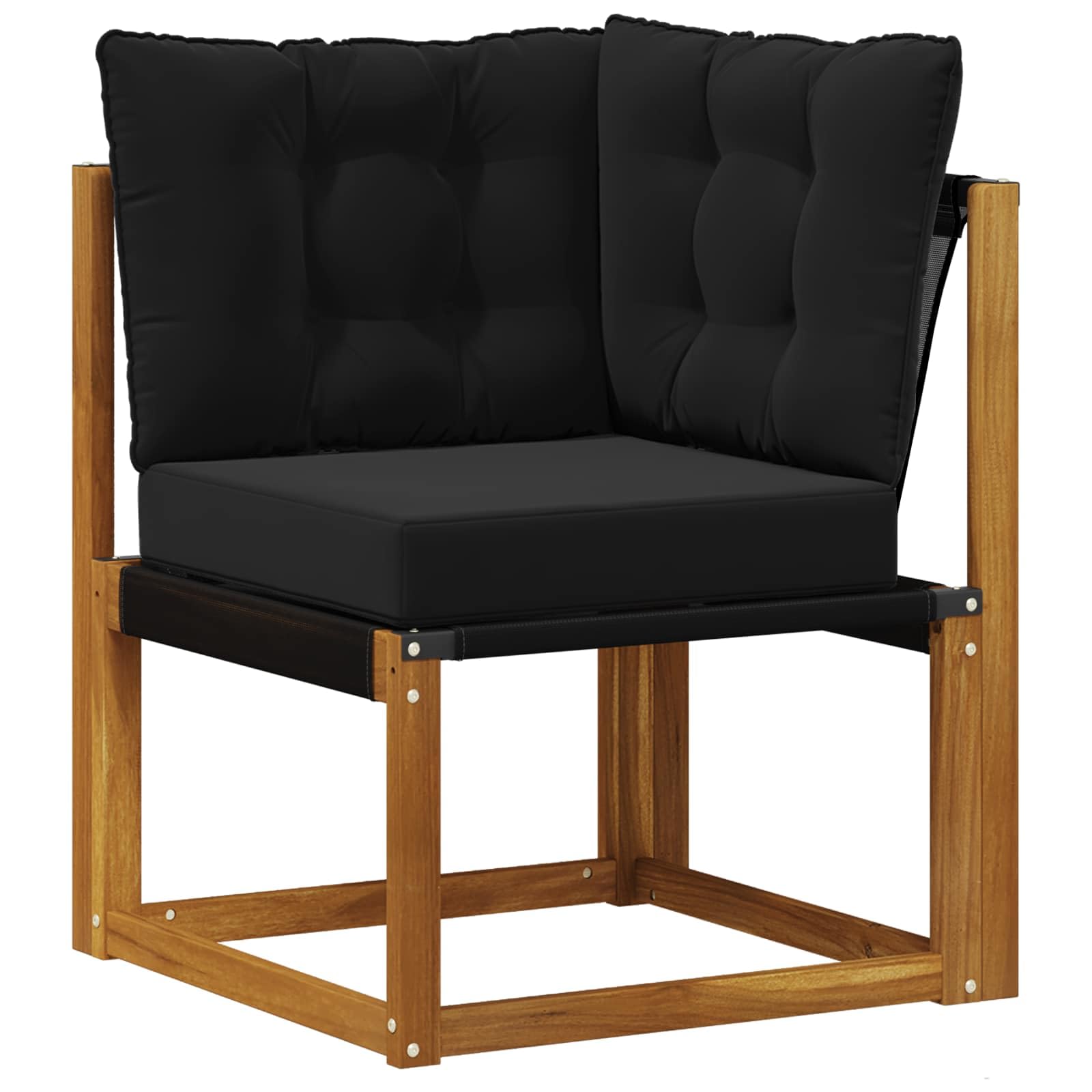 Conjunto de sofás de Exterior con Cojines en Madera Maciza de Acacia Natural y Negro, 8 Piezas, diseño Modular para terraza, jardín o Sala, Resistente a la Intemperie