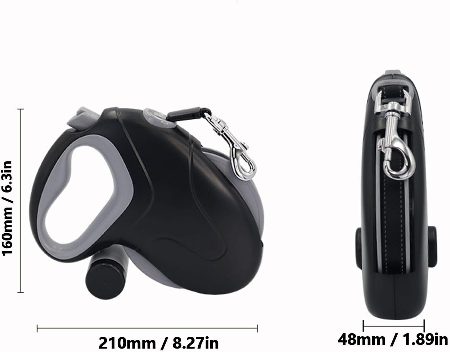 Yoidesu 33ft Retractable Dog Leash, 360 Anti Winding Heavy Duty Dog Leash for Large Dogs up to 110lbs, Reflective Leashes with Non Slip Handle, Waste Bag Dispenser (Black 10M Reflective Wire)