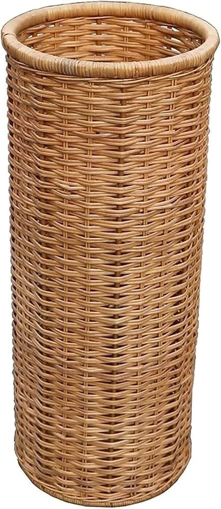 Multifunctional Bamboo Rattan Umbrella Stand – Stylish Umbrella Storage Rack and Basket Shelf