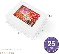 Vista 6 de 25 cajas blancas de panadería con ventana, cajas para pasteles de 9 x 7 x 2.5 pulgadas con ventana, cajas de golosinas para panadería pequeña
