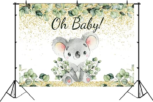Lofaris Cute Koala 1st Birthday Party Backdrop Greenery Boy First Birthday Background Oh Baby Baby Shower Party Decor Cake Table Banner 7x5ft