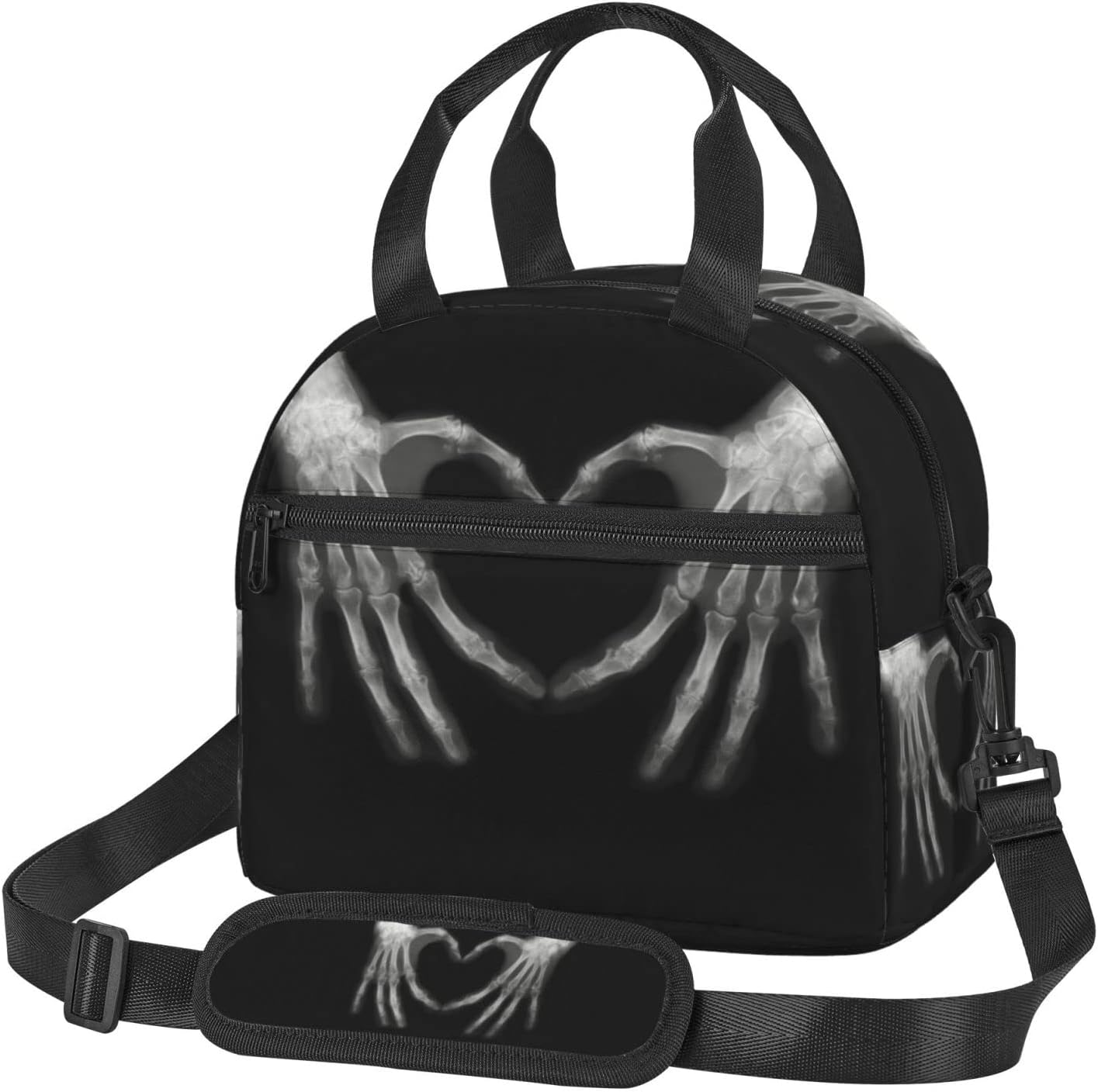 Bagea-Ka Lunch Bag, Black, Unisex, Durable 600D Oxford Cloth, Aluminum Foil Inner Lining, Adjustable Shoulder Strap, 9" x 7.8" x 5"