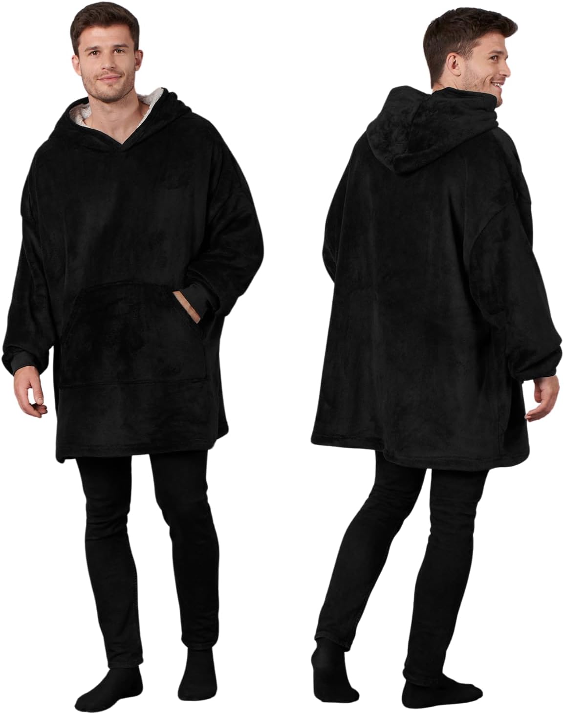 Sienna Hoodie Blanket, Mothers Day Gifts Ultra Soft Sherpa Fleece Warm Comfy Cosy Oversized Wearable Giant Sweatshirt Throw for Women Girls Adults Men Boys Kids Big Pocket - One Size