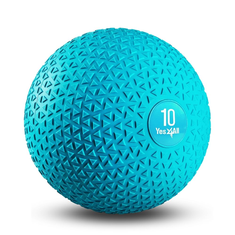 Yes4All Upgraded Fitness Slam Ball Triangle 10lbs for Exercise, Strength, Power Workout | Workout Weighted Ball |Trendy Teal