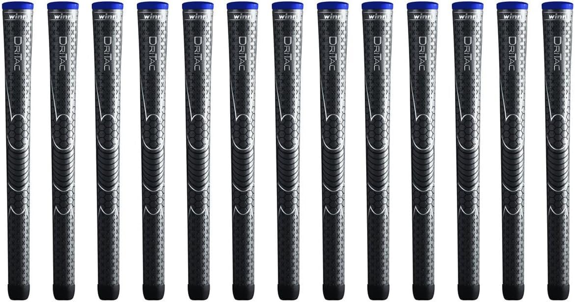 Winn Grips Dri-Tac 13 Piece Midsize (+1/16") Dark Gray Golf Grip Bundle - Comfortable feel Tackiness Non-slip for All-Weather conditions - Shock Absorption for Arthritic and Hand Fatigue Sufferers - Winn Dry polymer material - Advanced vertical seam