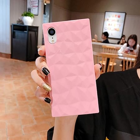 Capa quadrada YTanazing para iPhone XR para meninas, estampa de diamante  3D, fofo, cor doce, à prova de choque, capa de TPU macia e flexível de cor  sólida para iPhone XR 6,1