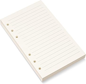 A6 Refill Paper, 6 Holes Lined Paper for A6 Personal Binder, 8mm Ruled Loose Leaf, 80 Sheets/160 Lined Pages, 4.1 x 6.6 inches,Beige 1