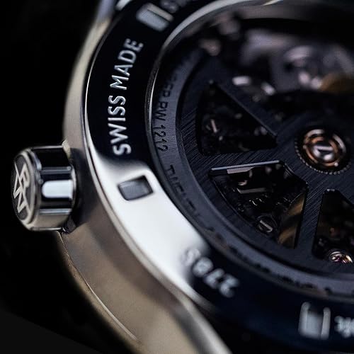 Vista 4 de RAYMOND WEIL Freelancer Reloj automático para hombre, Calibre RW1212 Skeleton, esfera negra abierta con índices, acero inoxidable con revestimiento