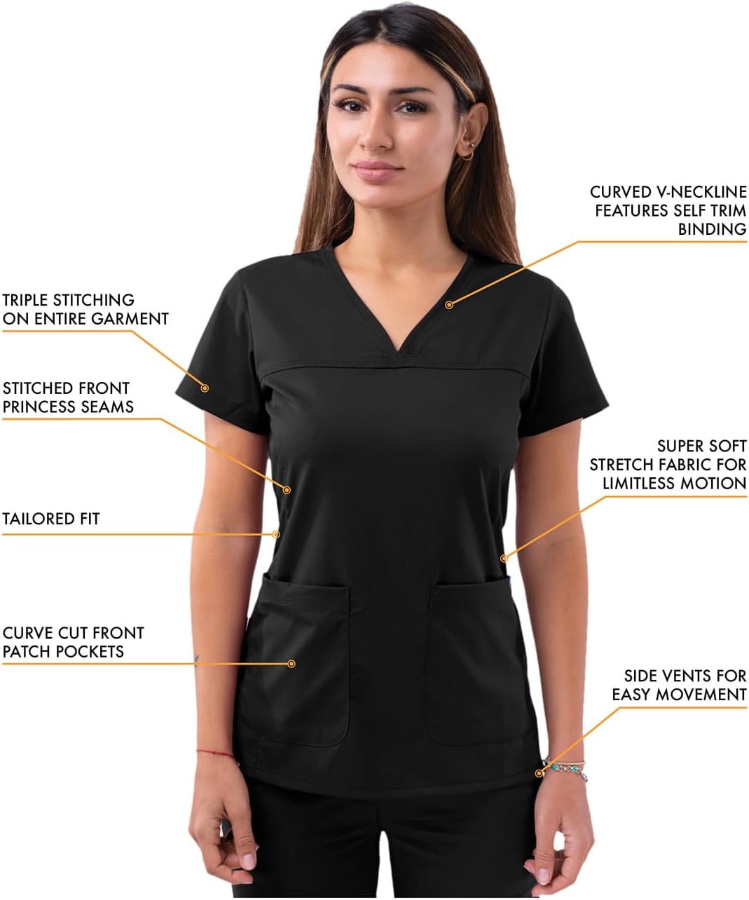 Adar Pro Scrubs for Women - Sweetheart V-Neck Scrub Top - Image 3