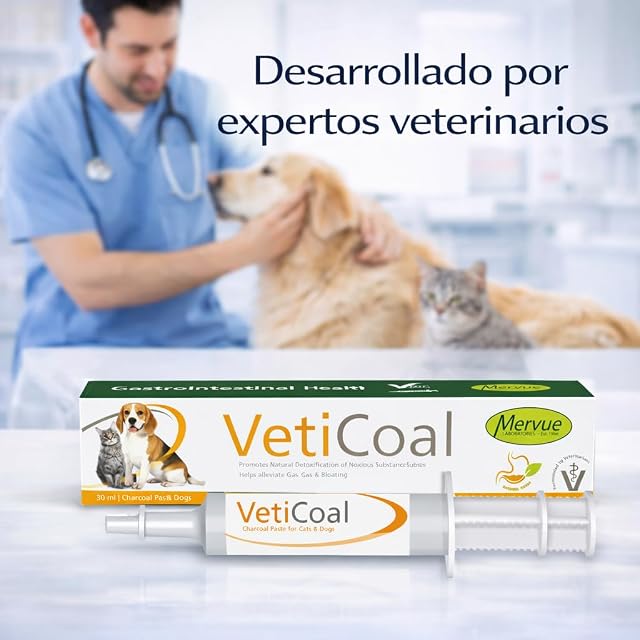 Foto 6 de 8 de Mervue VetiCoal Paste 30 ml, Pasta de Carbón Activado para Perros y Gatos, Apoyo Digestivo para Gases