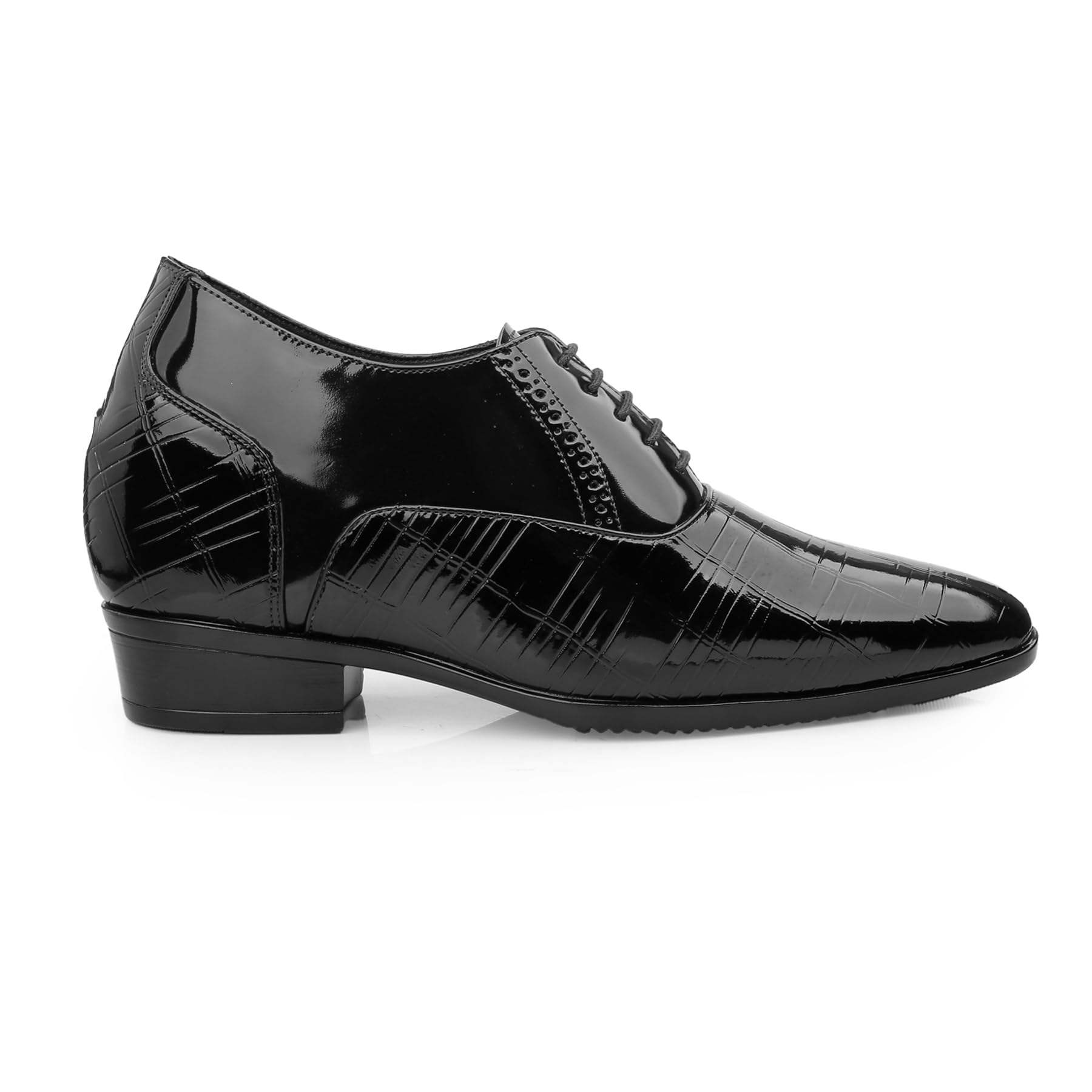 bxxy Men's 9 CM Hidden Height Increasing Patent Leather Material, Casual Brogue Formal Laceup Oxford Shoe.-picture-36