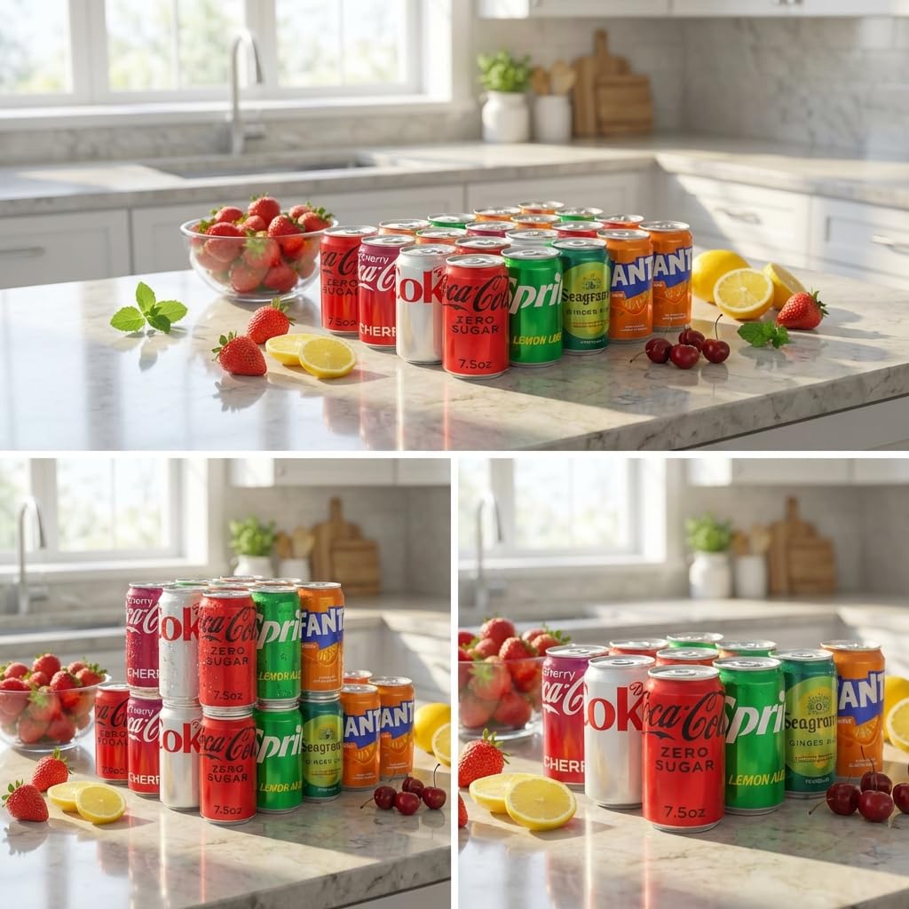 Coca-Cola Variety Pack – 24 Pack Assorted Mini Soda (7.5 Fl Oz Cans) – Coke, Cherry Coke, Diet Coke, Coke Zero, Fanta Orange, Seagram’s Ginger Ale & Sprite