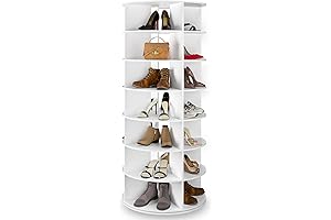 Rotating Shoe Tower with 7 Tier Spinning Center Hollow 360 Degree Easy...