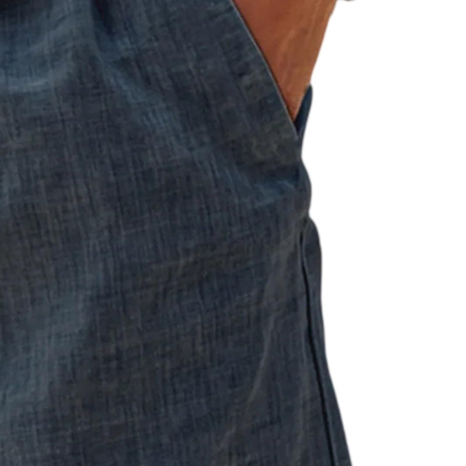 Shorts Herren aus Leinen Luftige Einfarbige Lockere Passform Freizeit Kurze Hose Sommer leichte und Bequeme Strandshorts.