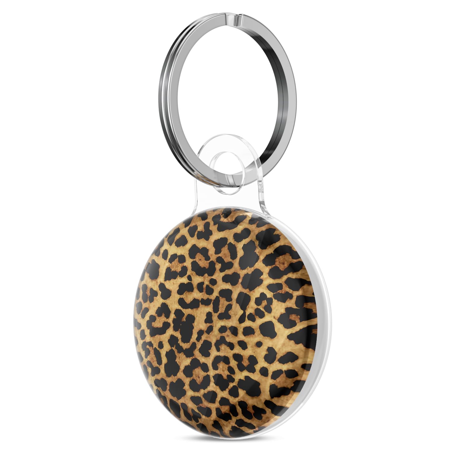 Svanove for Airtag Holder Case Cheetah Print, Leopard Pattern Airtag Keychain, Luxury Trendy Air tag Accessories, Cute Girly Aesthetic Design Itag Key Ring Cover for Women Girl Kids, White — view 13