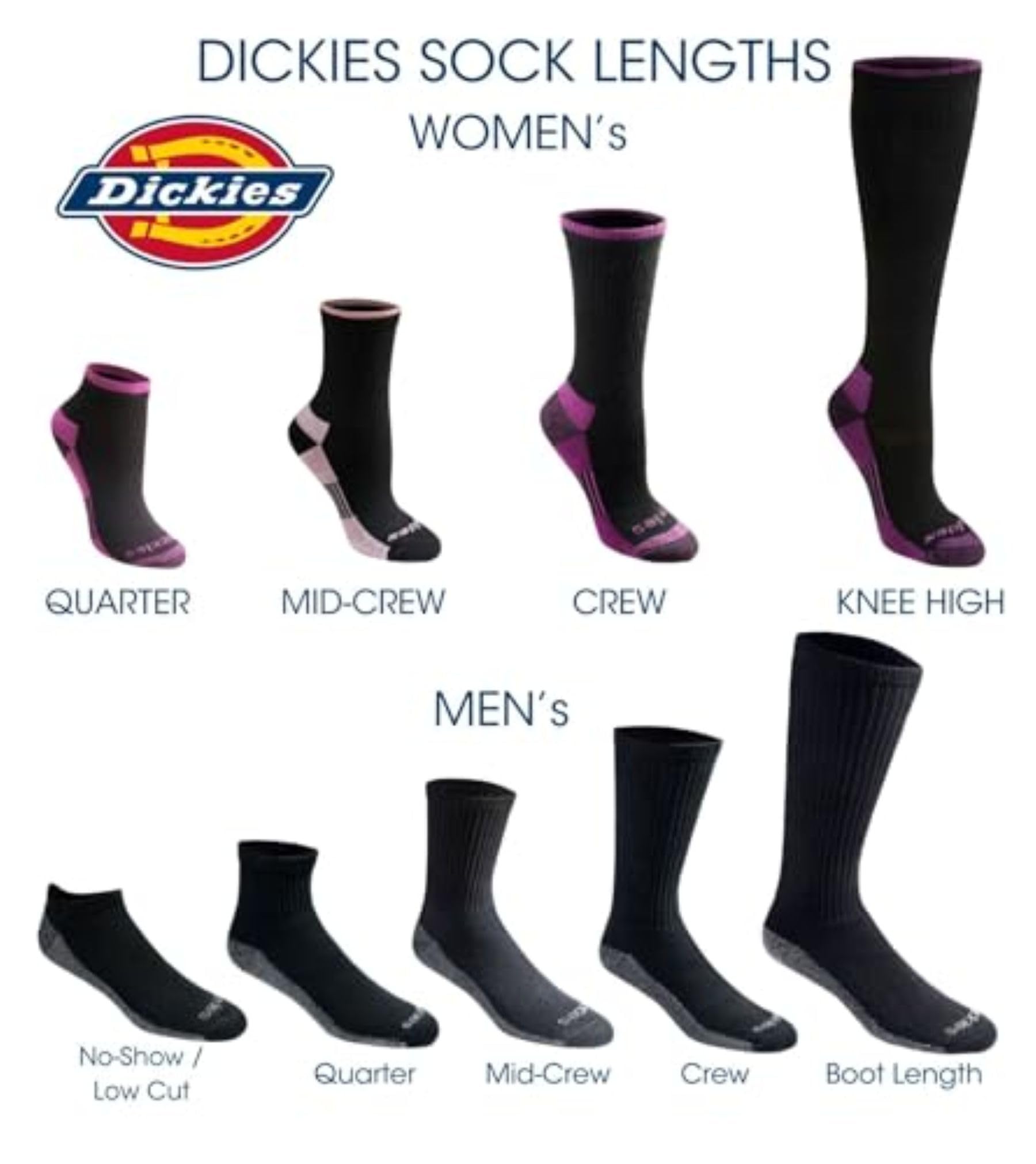 Dickies Damen Dri-Tech Essential Moisture Control Crew Socken, erhältlich in S-XL (6, 12 Paar), kniehoch, Schwarz (12 Paar), Medium