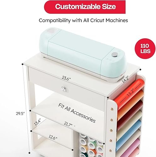 Miniatura 3 de Organizador de Mesa para Carrito de Manualidades Compatible con Organización y Almacenamiento Rodante Cricut con Soporte para Rollo de Vinilo,