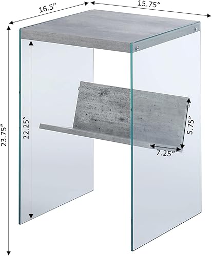 Miniatura 3 de Convenience Concepts SoHo - Mesa auxiliar de cristal con estante abedul sintético y vidrio