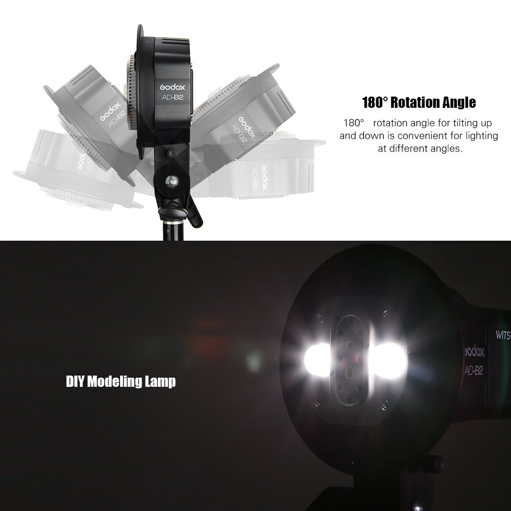 Godox WITSTRO AD-B2 AD200 Dual Power BlitzKopf Bowens Mount Double Tube Flash Head Halterung für AD200 Portable Flash Speedlite