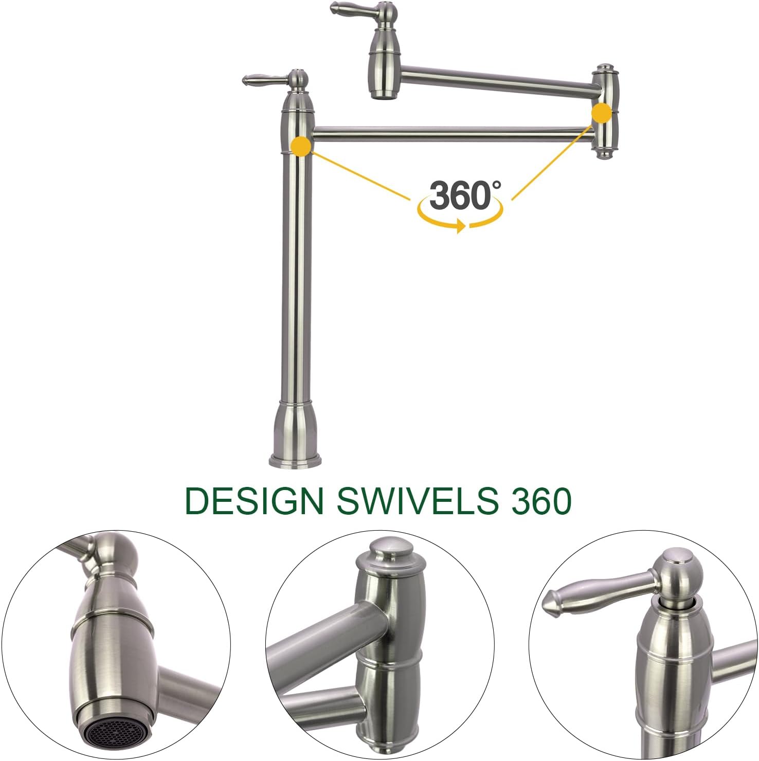 Akicon Deck-Mounted Pot Filler Faucet - 5Years Warranty
