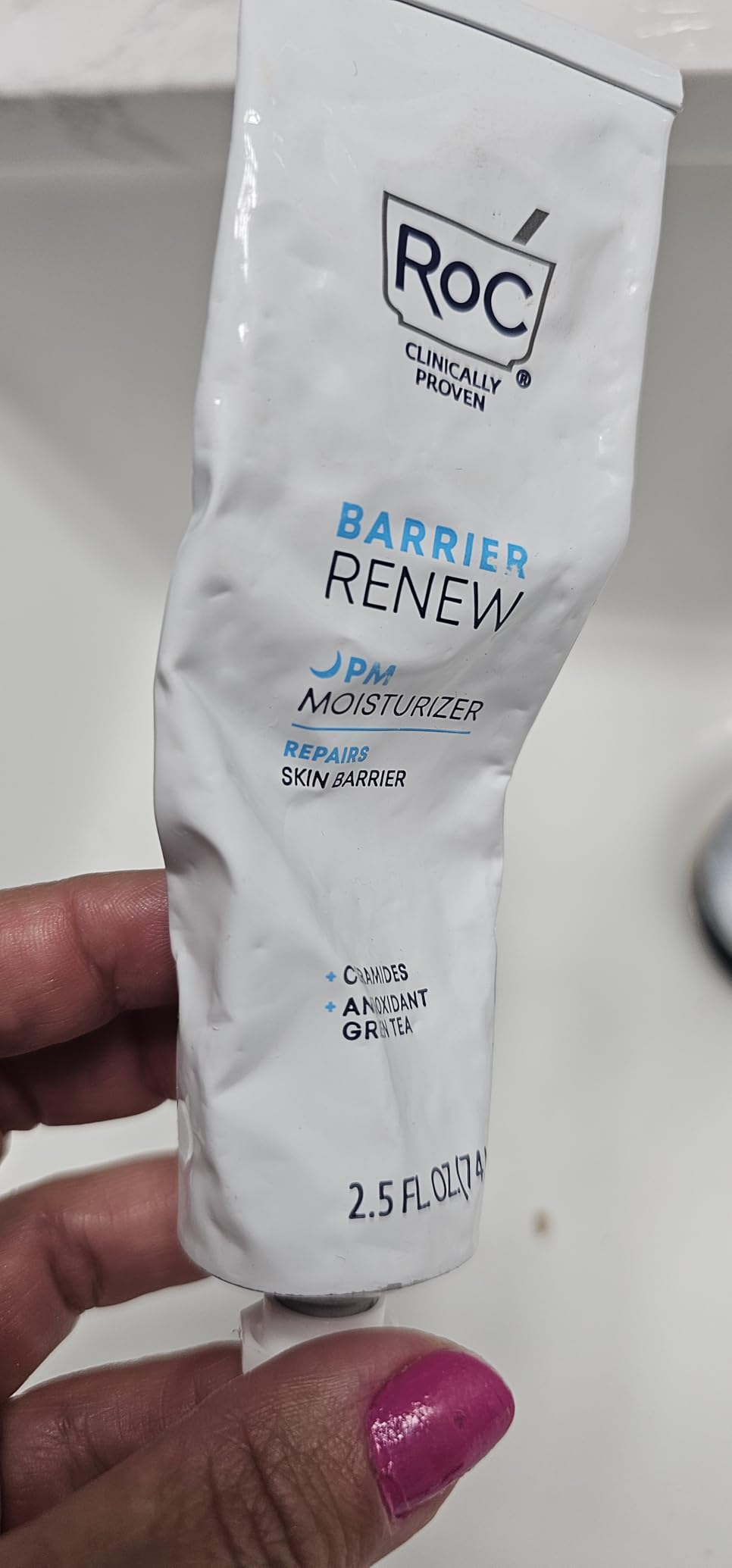 RoC Barrier Renew Night Moisturizer with Ceramides & Antioxidant Green Tea and Lipo Peptides to Renew Skin Barrier, (2.5 oz) with Retinol Eye Cream Packette