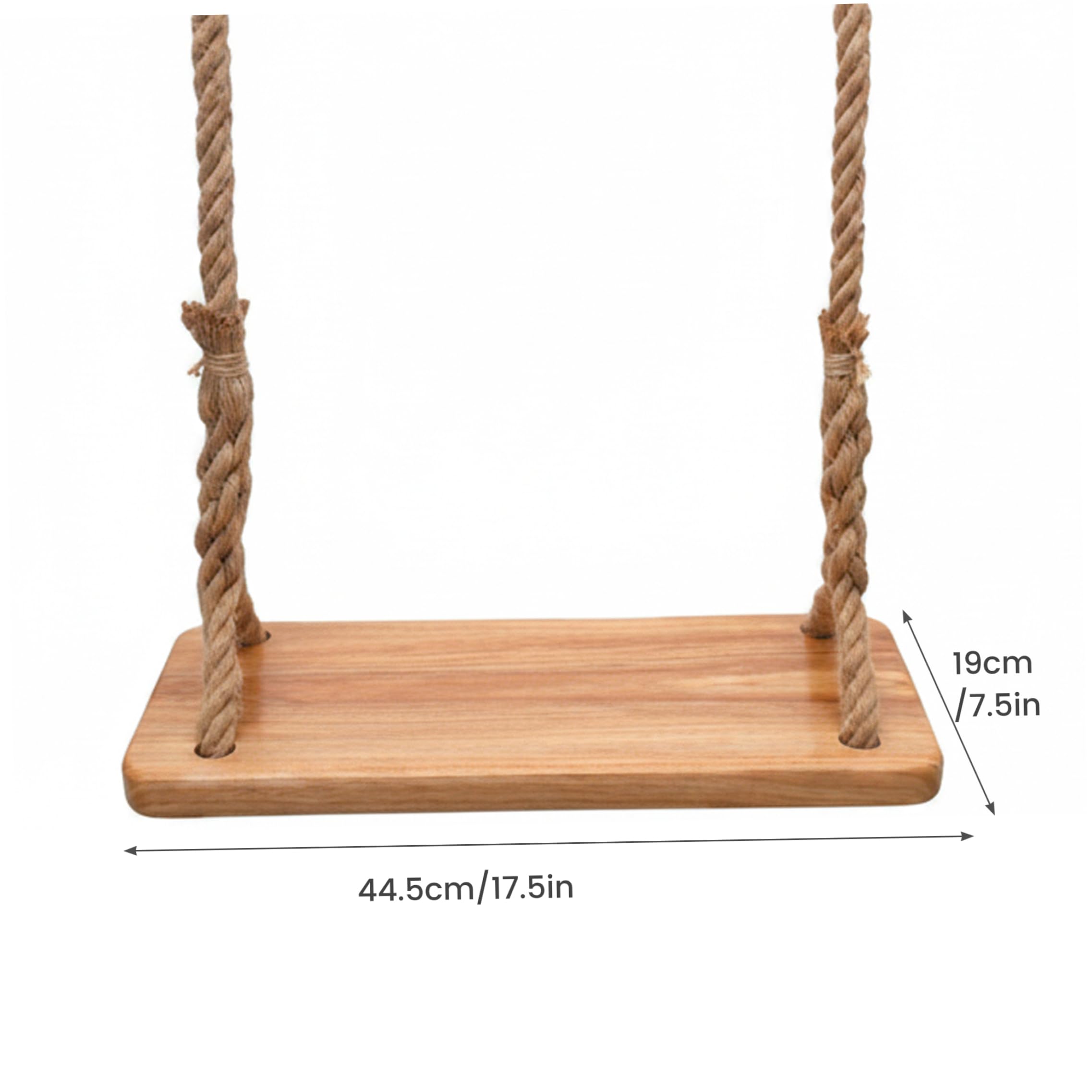 Columpio Trapecio, Columpio de Madera para Exteriores, Madera de Olmo Gruesa para niños con Cuerda Resistente y Piezas metálicas, Asiento de 15, 75x6, 30 Pulgada