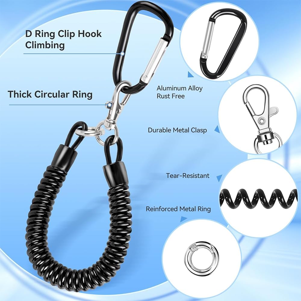 Anti Theft Phone Lanyard, Spring Phone Rope Tether Tabs with Carabiner — Amazon image 2