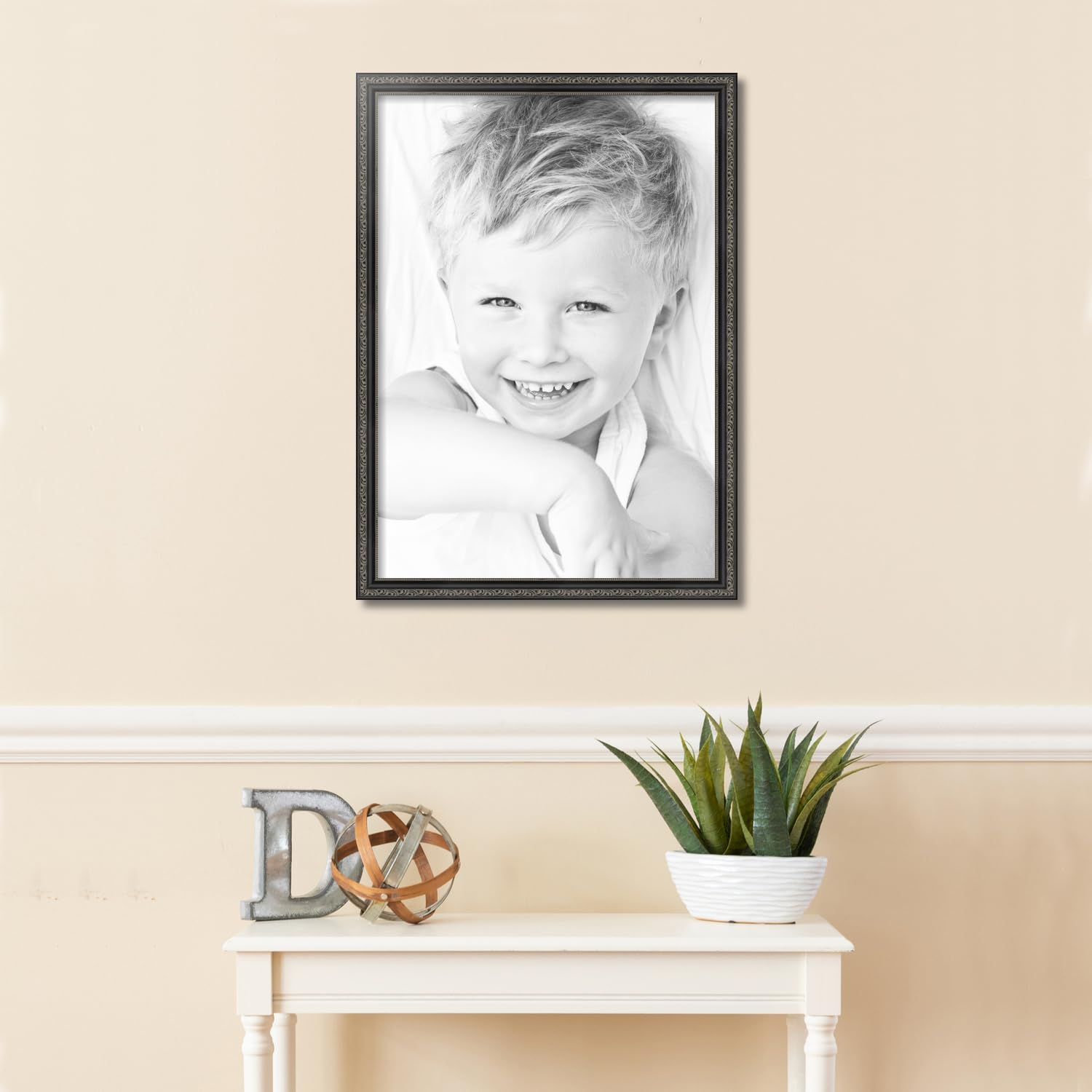 ArtToFrames 19x27 Inch Black Picture Frame, This 1.25 Inch Custom Poster Frame is Antique Black - Comes with Economy Acrylic and Corrugated Backing