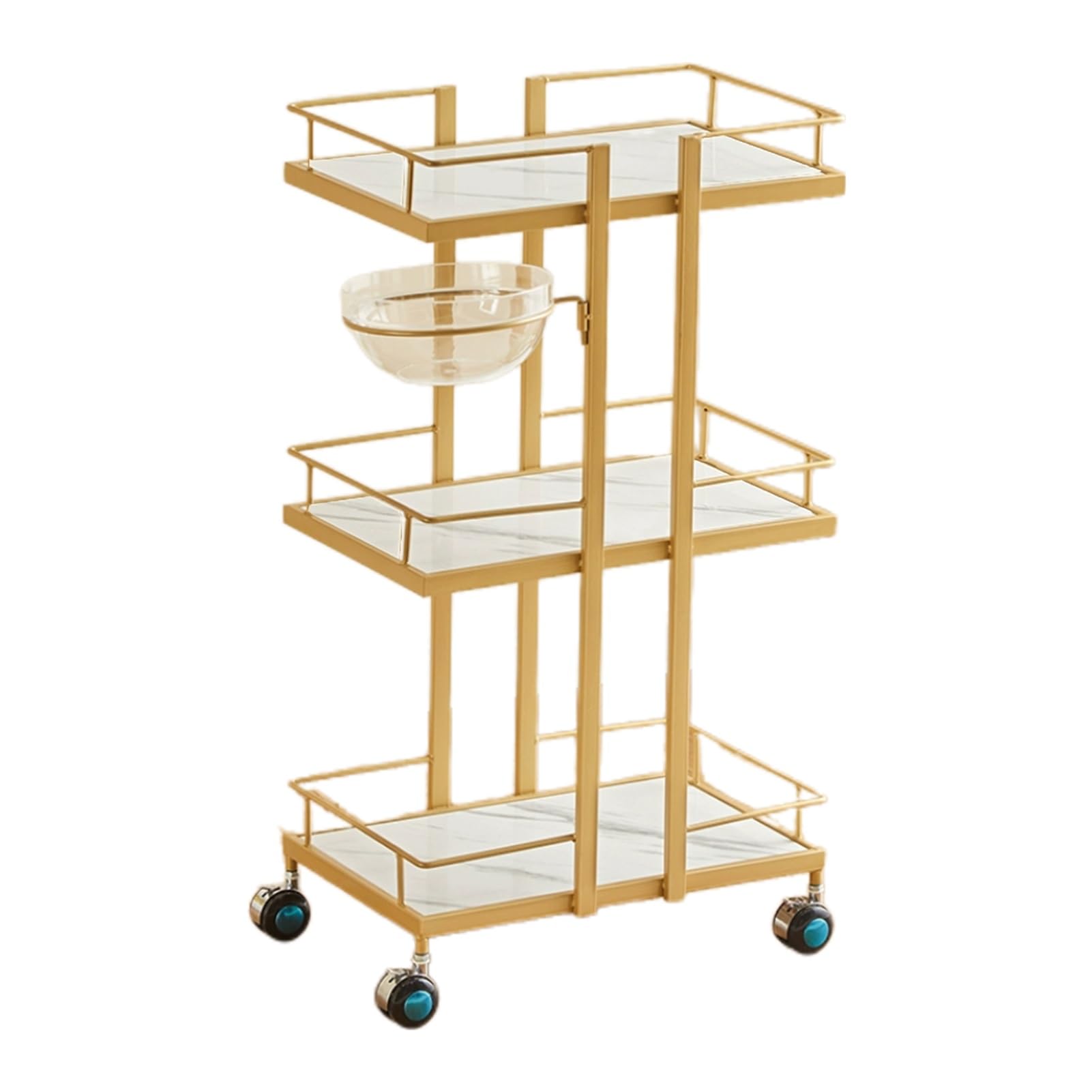 Barbershop Trolleys Beauty Salon Hand-Trolley Tool Carts Shelves with Workbenches,Layered Storage Increased Height,Convenient Universal Pulleys,Suitable for Salon Spa Tattoos(Gold,28x45x83cm)
