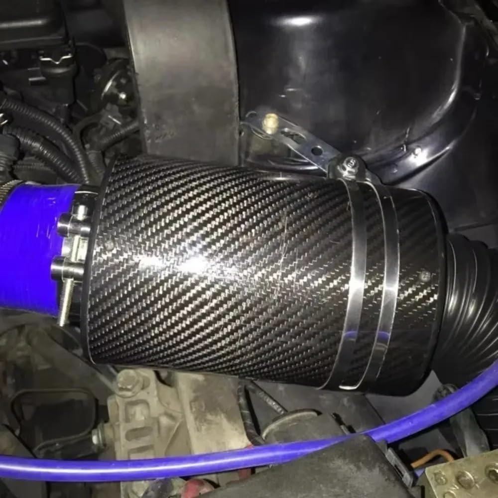 Filtro aria sportivo Sistema di aspirazione aria fredda in fibra carbonio Kit tubo induzione da 76 mm Filtro chiuso universale Aspirazione aria auto(76mm-3.0inch)