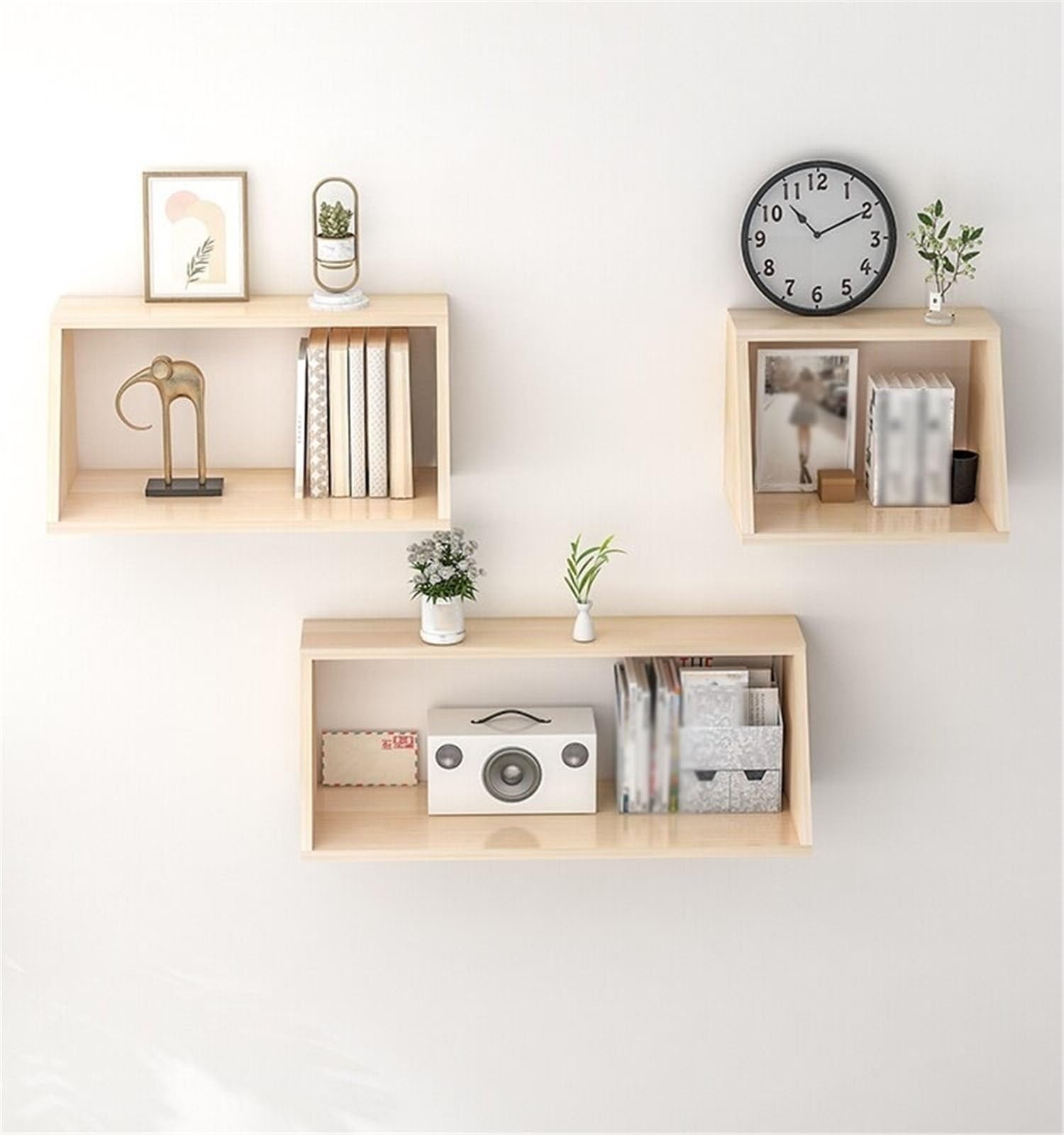 Organizzare Mensole sospese a 2 livelli montate a parete, mensole rustiche, scaffali for libri(Grande)