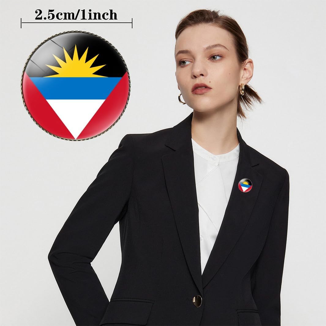 4 Pcs Antigua and Barbuda Flag Pin Round 1 Inch, Lapel Pins Souvenir Badge for Hat Clothes Backpack,Antigua Flag Brooch Accessories Party Favors,Patriotic Pin Accessories for Men/Women - Image 2