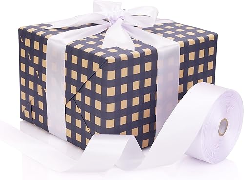 Miniatura 4 de Baocuan Cinta de satén blanca de 1.5 pulgadas, rollo de cinta de 50 yds de tela unicolor, para invitaciones de boda, ramos de novia, costura,