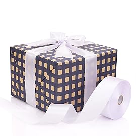 Baocuan 1-1/2 inch White Satin Ribbon 50 Yards Solid Fabric Ribbons Roll for Wedding Invitations, Bridal Bouquets, Sewing, Party Decorations, Gift Wrapping and More