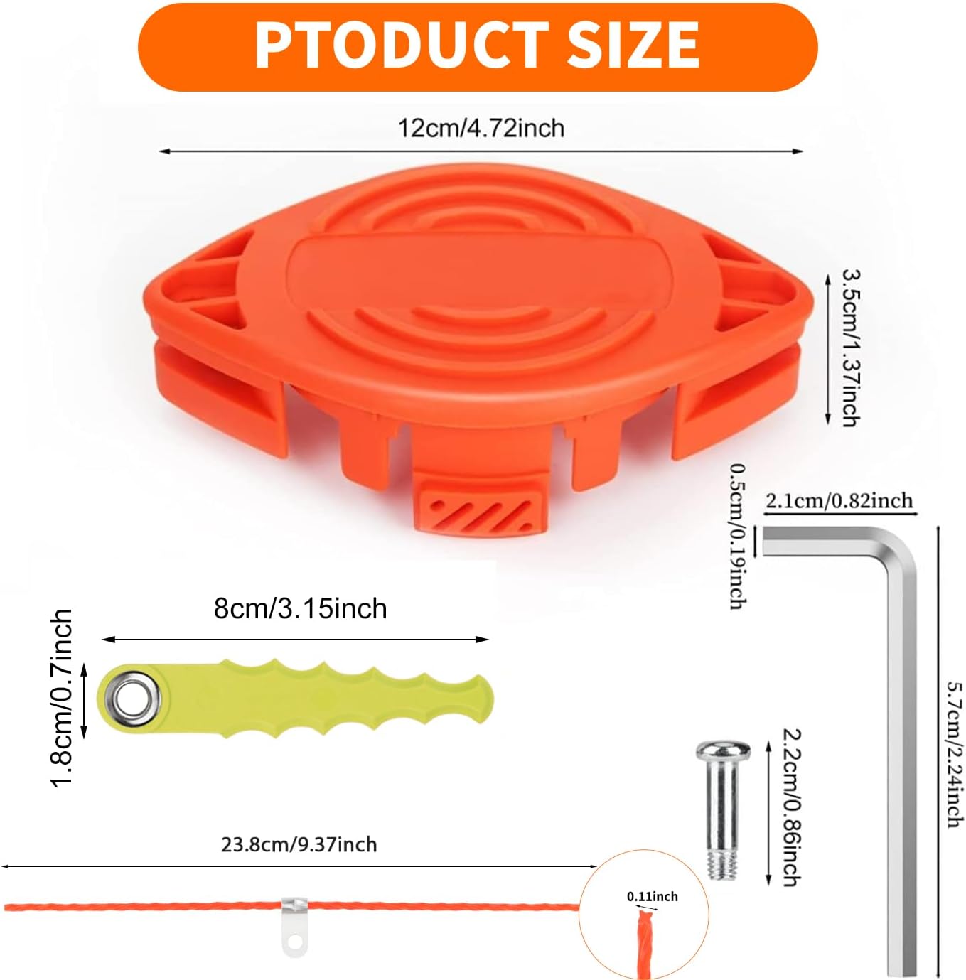 34 Pack Quickload AF-100 Replacement Blades & 0.11" Pre-Cut Line Compatible with Black Decker GH912 GH900 GH600 GH400 GH500 String Trimmers Polycarbonate Head,with Screw Parts (53 Pack)