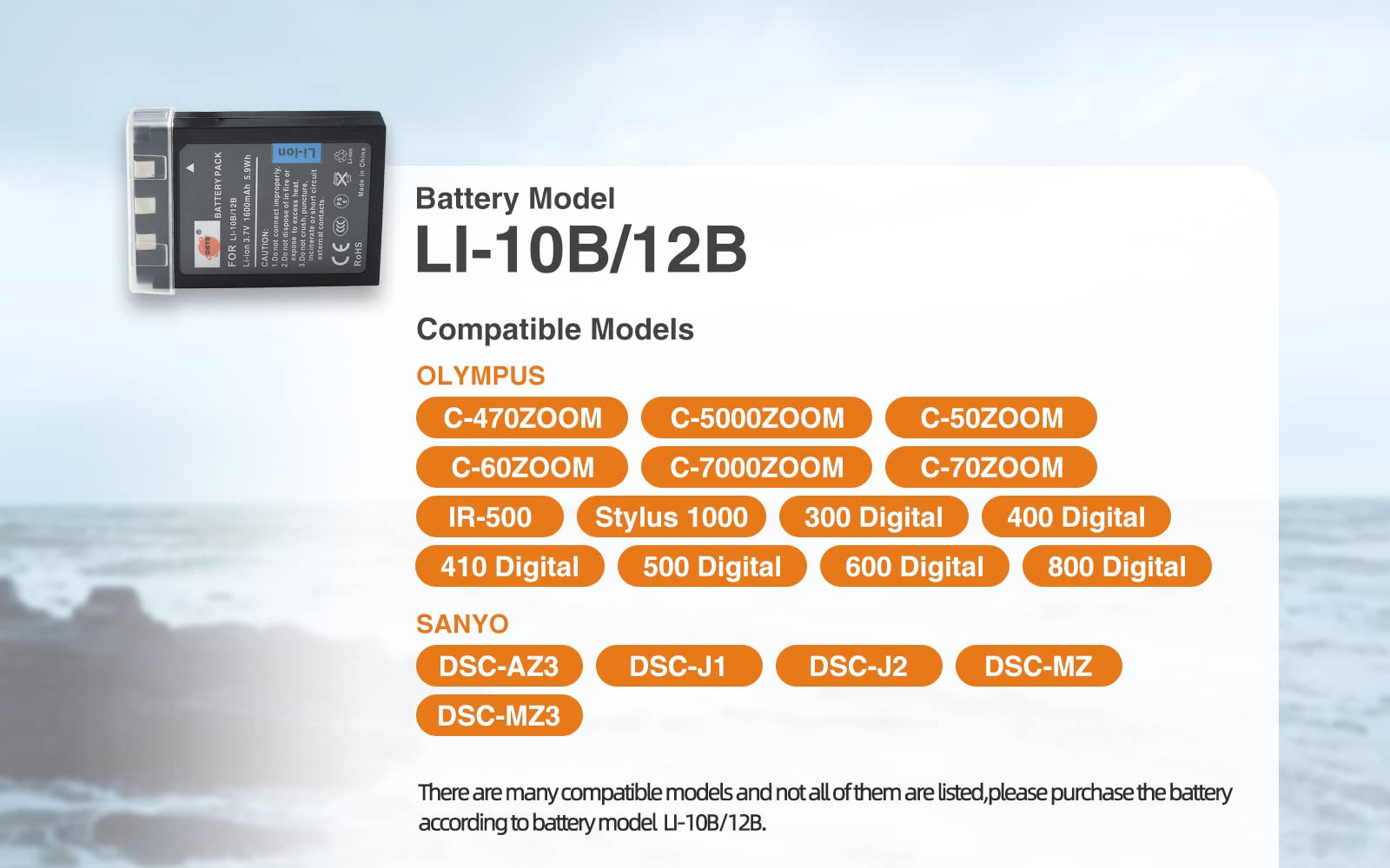Batería Li12B de 1500mAh para Olympus, Li-10B, Li-12B, C-50, C-60, C-70, C- 470, C-760, C-765, C-770, C-5000, C-7000, D-590 - AliExprs 44
