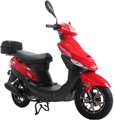 X-PRO Ciclomotor de Gas para Adultos de 50cc Motocicleta Ciclomotor de 50cc con Ruedas de Aluminio de 10", Arranque Eléctricode Patada! (Rojo,