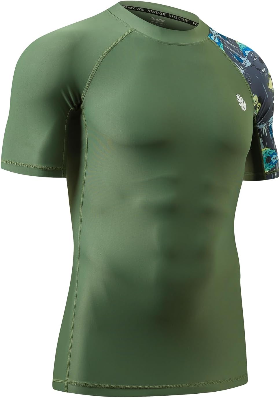 ADOREISM Men's Rash Guard Short Sleeve Quick-Dry UPF 50+ Sun Protection Compression Swim Shirts for Men - Image 3